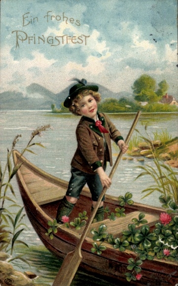 PC Happy Pentecost, boy with shamrocks in a rowing boat