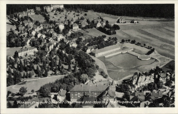 Postcard Oberhof in the Thuringian Forest, aerial photo of forest, aircraft photo, 800-1000 m