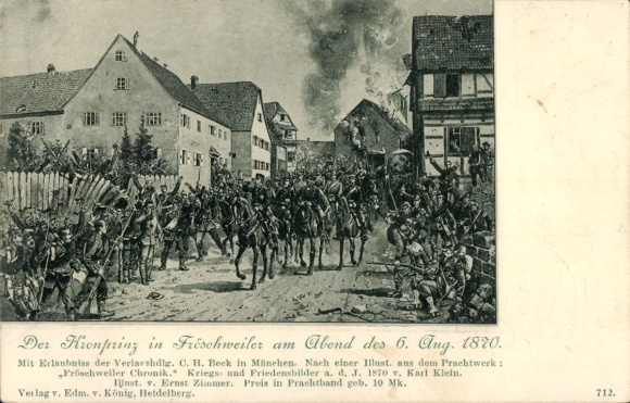 KP Frœschwiller Froeschwiller Fröschweiler Alzacja Bas Rhin, książę koronny wieczorem 6 sierpnia 1870 r.