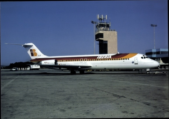 Postcard Spanish Passenger Plane, Iberia, McDonnell Douglas DC-9-32, EC-CLD