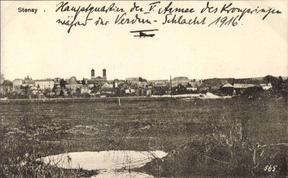 Postcard Stenay Lorraine Meuse, Headquarters of the F. Army of Kronprinzen, 1916
