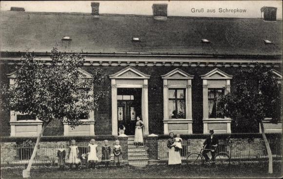 Ak Schrepkow Gumtow in der Prignitz, Wohnhaus, Anwohner, Kinder