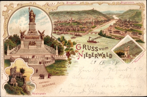 Chromo-Litho Bingen am Rhein, National Monument, Rheinstein, Bingerbrück