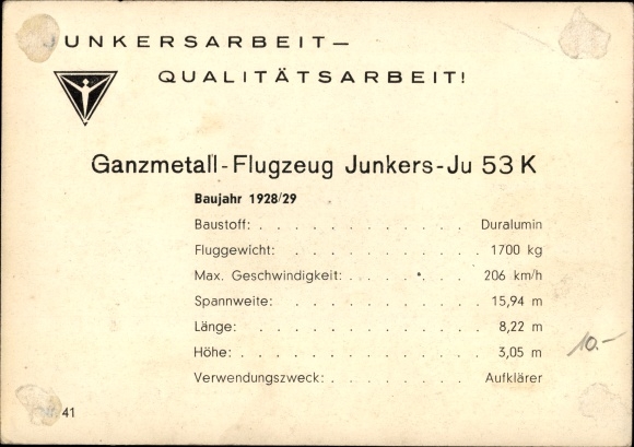 Postcard Junkers reconnaissance aircraft, Ju 53 K, Swedish fighter aircraft, S AABD