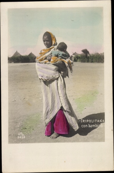 Ak Tripolis Tripoli Libyen, Tripolitana con bambino