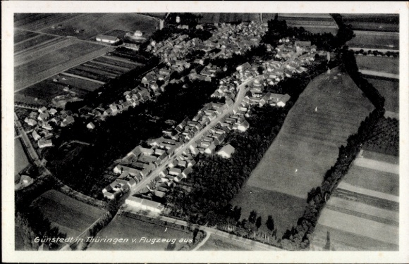 Postcard Günstedt in Thuringia, aerial photograph
