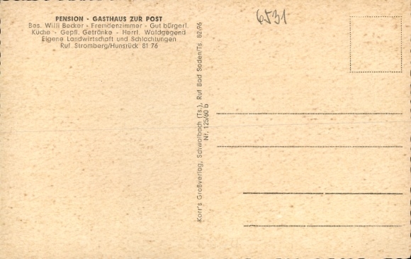 Postcard Seibersbach in the Hunsrück, general view, Pension Gasthaus zur Post