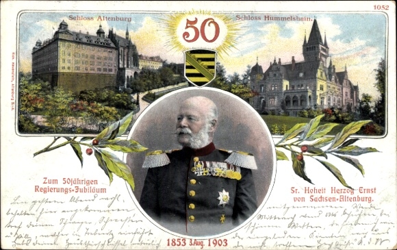 Ak Altenburg in Thüringen, Schloss, Herzog Ernst von Sachsen-Altenburg, Schloss Hummelshain