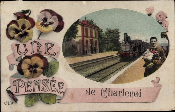 Ansichtkaart Charleroi Wallonië Henegouwen, treinstation, spoorzicht, spoorweg