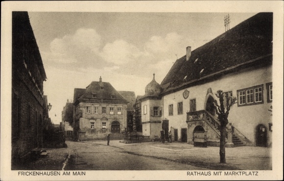 Postcard Frickenhausen am Main Lower Franconia, town hall, market square