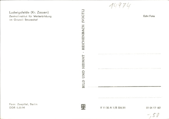 Postcard Struveshof Ludwigsfelde in the district of Teltow Fläming, Central Institute for Further Education