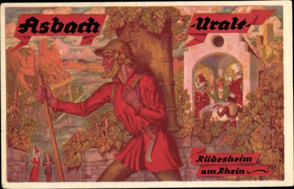 Artist PC Rüdesheim am Rhein in Hesse, Asbach age-old, advertisement