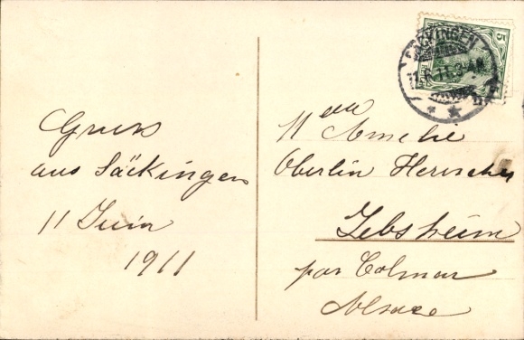 Artist Postcard Bad Säckingen am Hochrhein, Panorama, Trumpeter