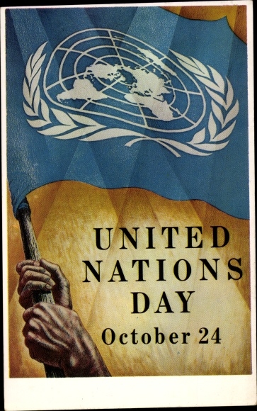 Artist Postcard United Nations Day October 24 1953, Poster, Peace, Justice, Progress