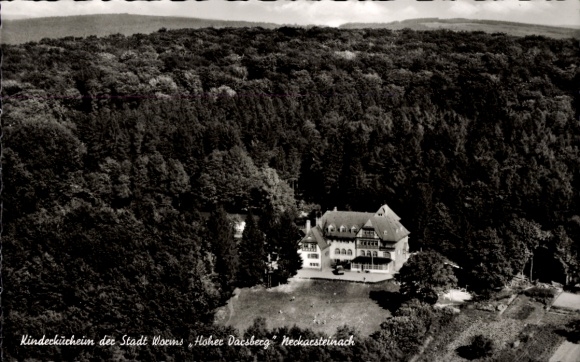 Ak Neckarsteinach in Hessen, Fliegeraufnahme, Kinderkurheim der Stadt Worms Hoher Darsberg