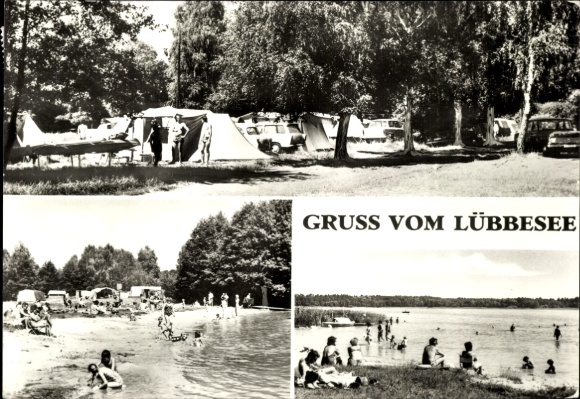 Ak Templin in der Uckermark, Lübbesee, Campingplatz, Badestrand