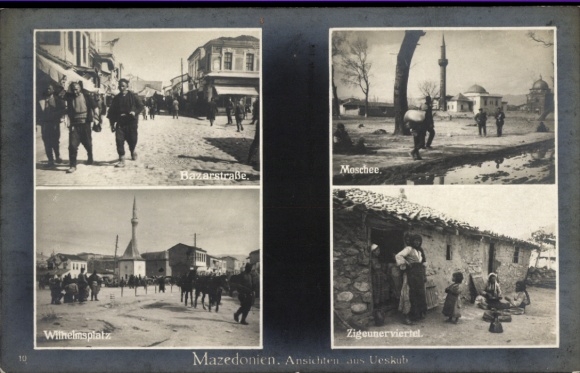 Ak Skopje Üsküb Mazedonien, Bazarstraße, Moschee, Zigeunerviertel, Wilhelmsplatz