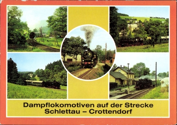 Postcard Schlettau im Erzgebirge, steam locomotives on the Schlettau Crottendorf route