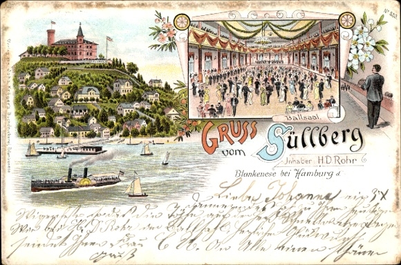 Litho Hamburg Altona Blankenese, Süllberg, Ballsaal