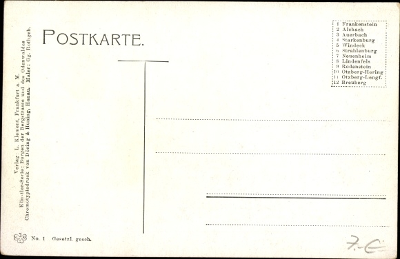 Artist PC Rothgeb., G., Nieder Beerbach Mühltal in the Odenwald, castle ruins Frankenstein