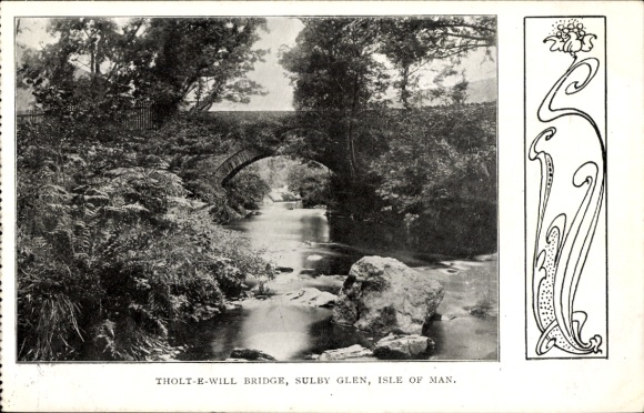 Postcard Glen Helen Isle of Man, Tholt e Will Bridge
