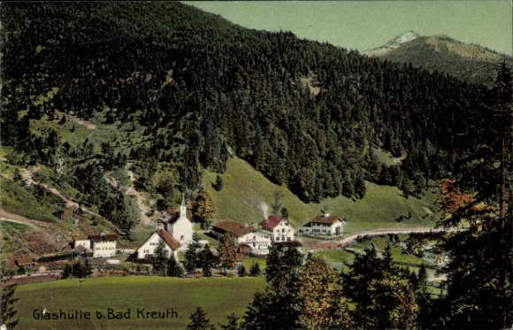 Postcard Glashütte Kreuth am Tegernsee Oberbayern, view of small village in the middle of mountains