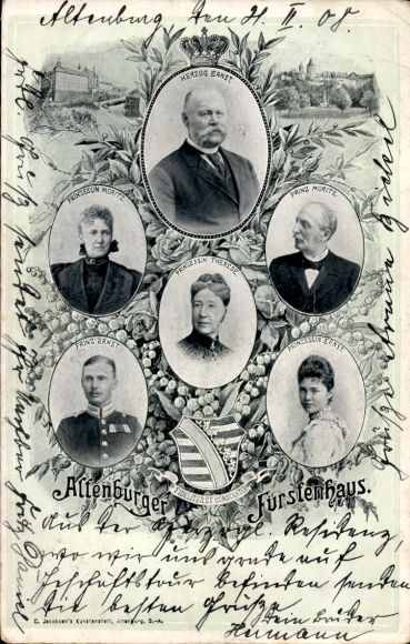 Wappen Ak Altenburger Fürstenhaus, Herzog Ernst, Prinz Moritz, Therese, Sachsen Altenburg