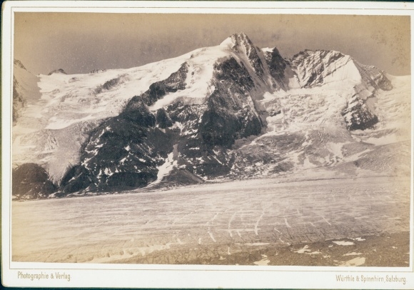 Cabinet photo Carinthia, Großglockner seen from the Hofmannshütte