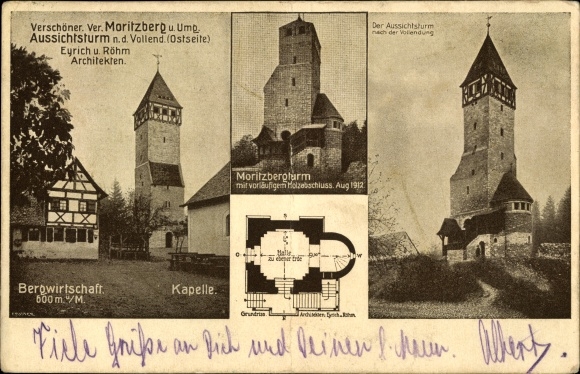 Ak Röthenbach an der Pegnitz in Midden-Franken, Moritzberg, uitkijktoren, bergrestaurant, kapel