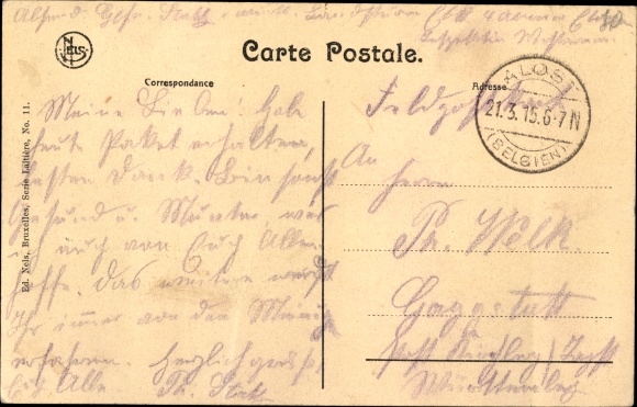 Postcard Laitiere flamande, milkmaid with dog cart, policeman