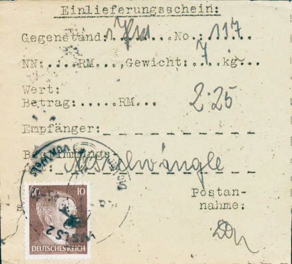 Michel 826 na hektograficznym dowodzie dostawy