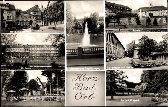 10 alte Ak Bad Orb in Hessen, diverse Ansichten
