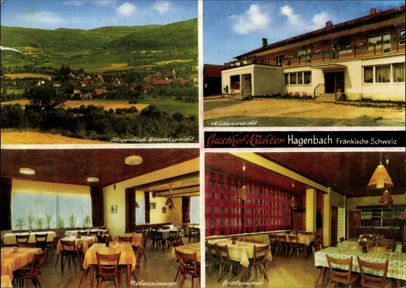 KP Hagenbach Pretzfeld w Górnej Frankonii, Gasthof Pension Richter, widok z zewnątrz, widok na miasto, pokoje gościnne