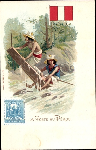 Postzegels litho Peru, La Poste au Perou, Rivier, Vlot