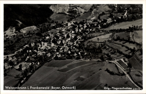 Postcard Weißenbrunn in Upper Franconia, aerial photograph
