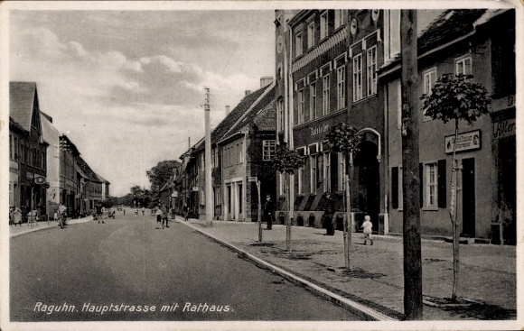 Ak Raguhn Jeßnitz im Kreis Anhalt Bitterfeld, Hauptstraße, Rathaus, Ratskeller