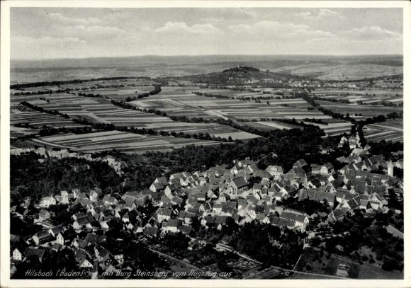 Postcard Hilsbach Sinsheim in Baden, aerial photograph