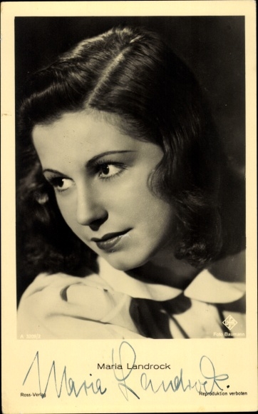 Ak Schauspielerin Maria Landrock, Portrait, UFA Film, Ross A 3209 2, Autogramm