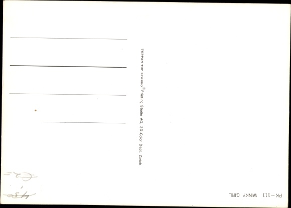 3 D Postcard Winky Girl, Winking Asian with a fan