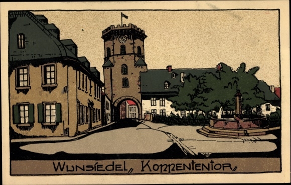 Lithography Postcard Wunsiedel in the Fichtelgebirge Oberfranken, Koppententor