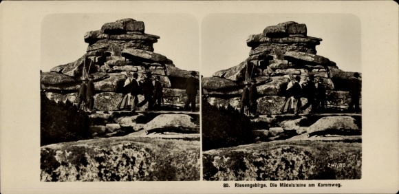 Stereo Photo Spindleruv Mlýn Spindlermühle Giant Mountains Region Hradec Králové, Mädelsteine