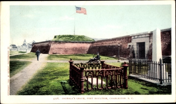 Ak Charleston South Carolina Verenigde Staten, Osceola's Tomb, Fort Moultrie