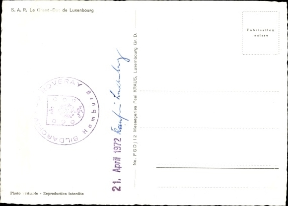 Postcard Grand Duke Heritier de Luxembourg