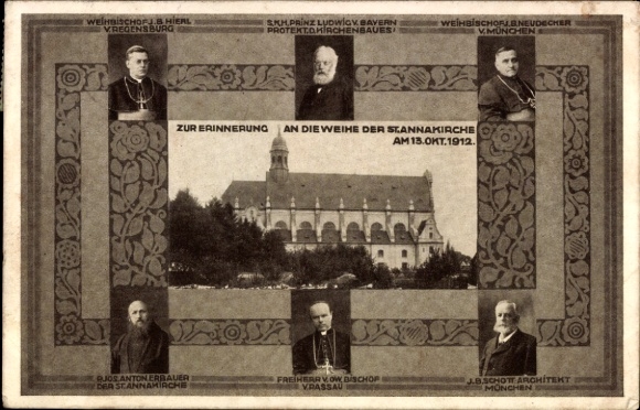 Passepartout Ak Altötting in Oberbayern, Weihe der St. Annakirche am 13. Okt 1912, Ludwig III.