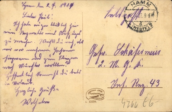 Postcard Hamm in Westphalia, game in the Ringanlage