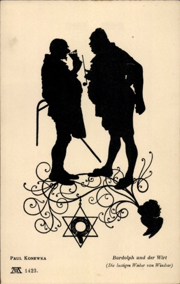 Paper cutting artist Postcard Konewka, Paul, Bardolph and the innkeeper