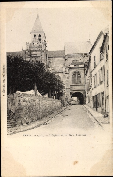 Postcard Triel Yvelines, The Church and Rue Galande