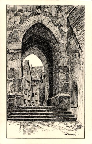 Ak Alsfeld in Hessen, passage bij de kerk