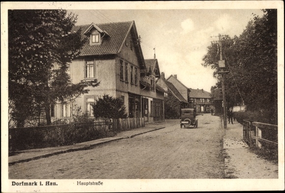 Postcard Dorfmark Bad Fallingbostel in the Heidekreis, main street, car