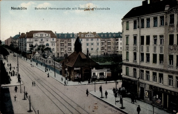Ak Berlin Neukölln, Bahnhof Hermannstraße, Privatschule